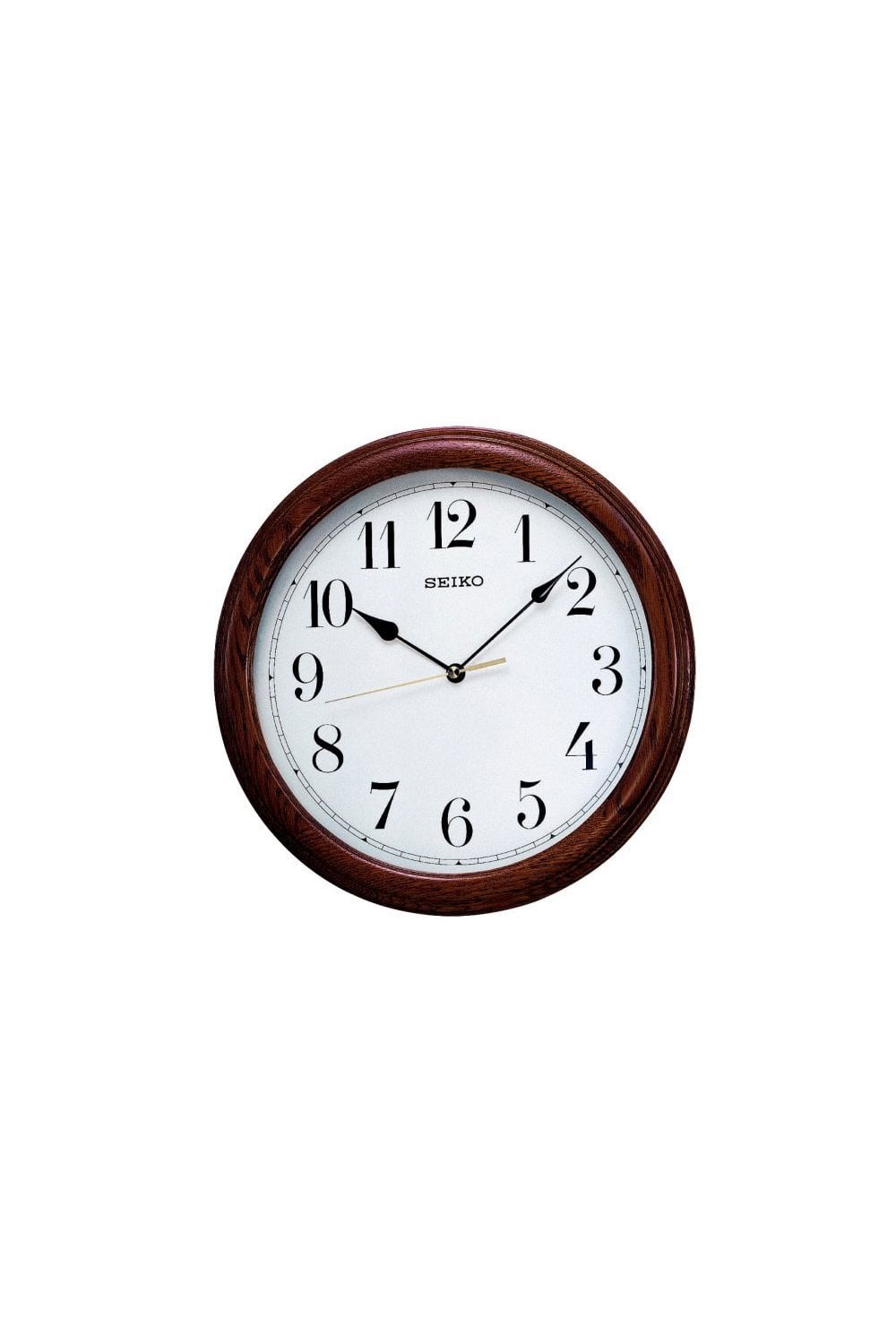 Seiko Solid Oak Case Analogue Wall Clock - Easy To Read Dial & Quartz Movement