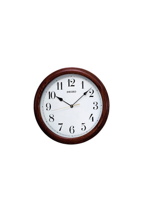 Seiko Solid Oak Case Analogue Wall Clock - Easy To Read Dial & Quartz Movement