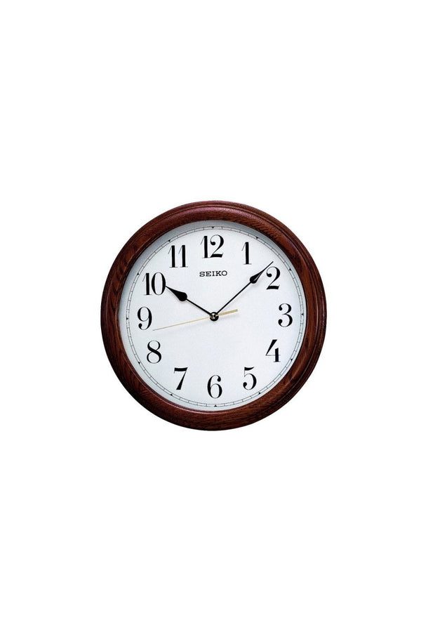 Seiko Solid Oak Case Analogue Wall Clock - Easy To Read Dial & Quartz Movement