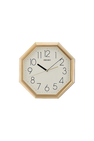 Seiko Octagonal Gold Tone Wall Clock Off White Dial - Quartz Movement - QXA668G