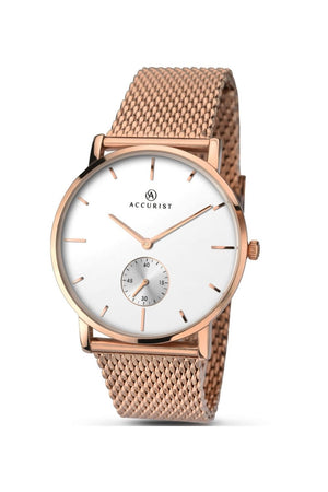 Accurist Gents London PVD Gold Plated Mesh Bracelet Watch 7128