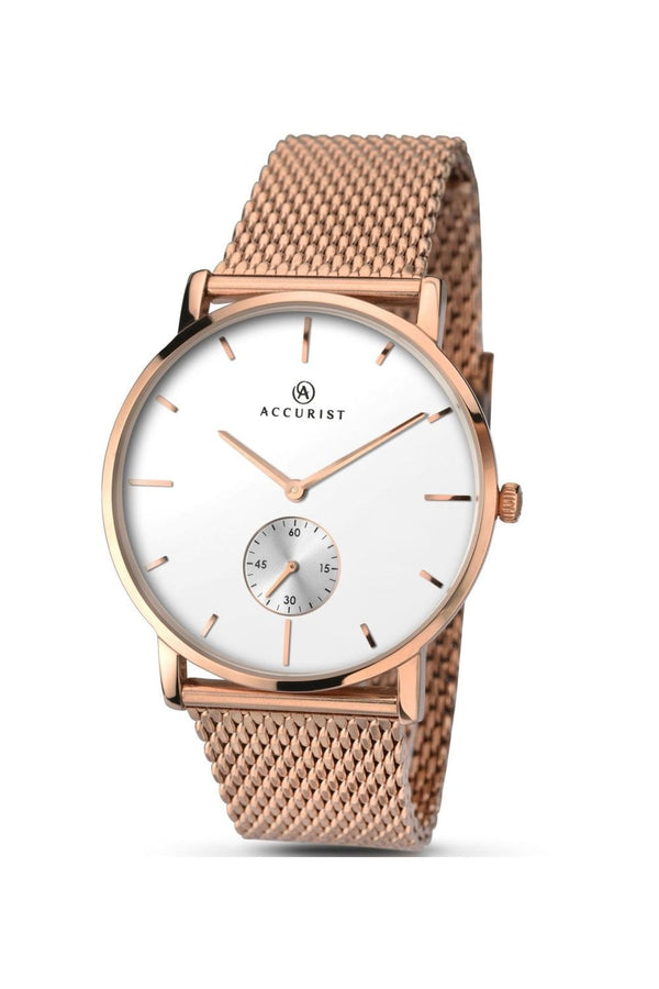 Accurist Gents London PVD Gold Plated Mesh Bracelet Watch 7128