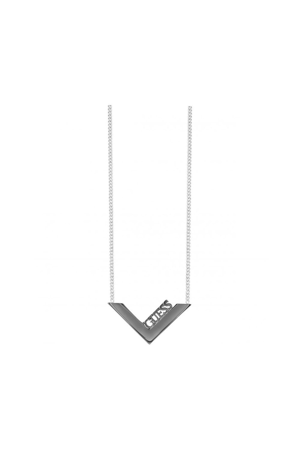 Guess Black Ion-plated Steel Triometric Necklace UBN82088