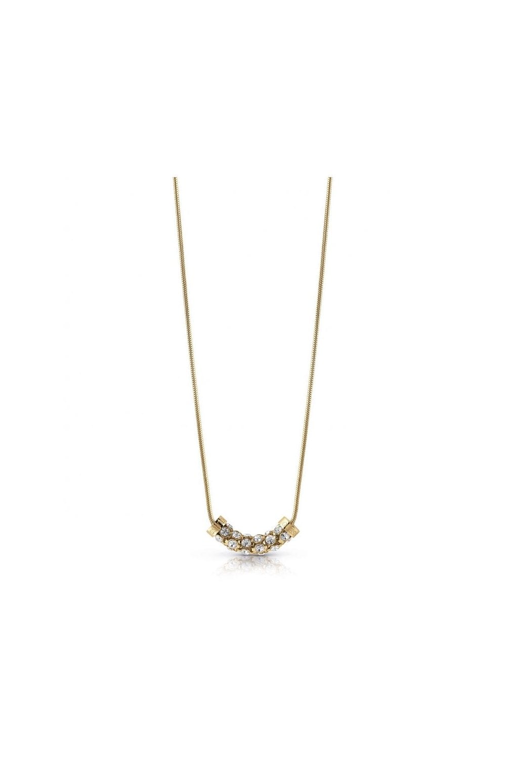 GUESS Ladies Gold Plated Necklace With Crystal Charm UBN28054