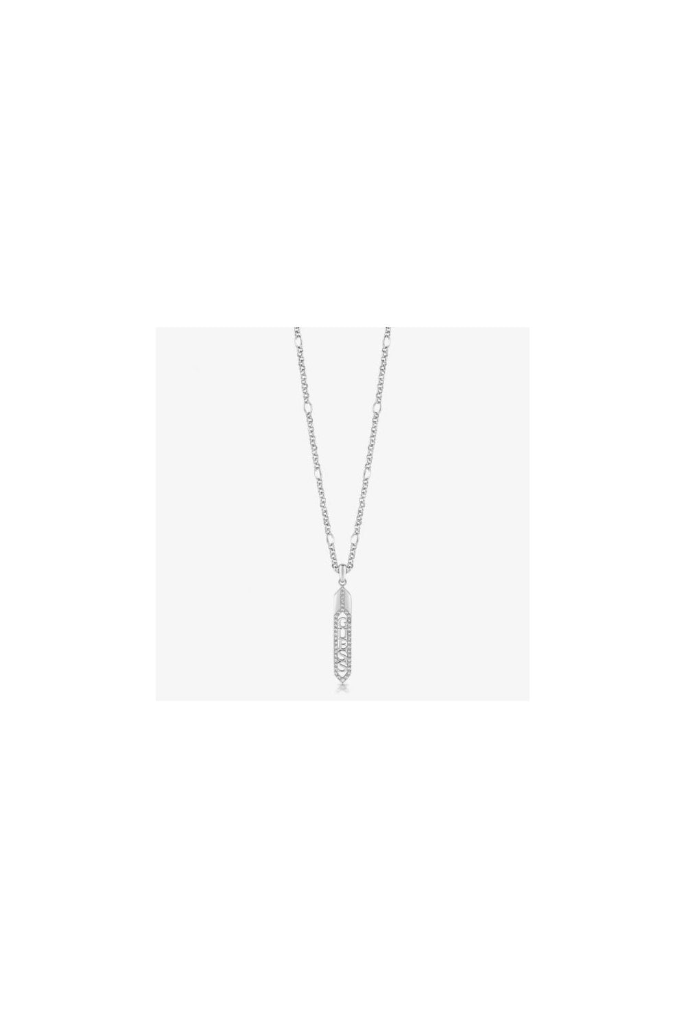 Guess Hexagon Stainless Steel Crystal Necklace UBN29105