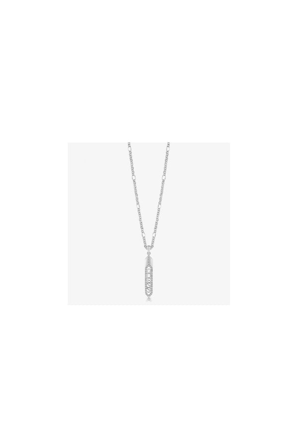 Guess Hexagon Stainless Steel Crystal Necklace UBN29105