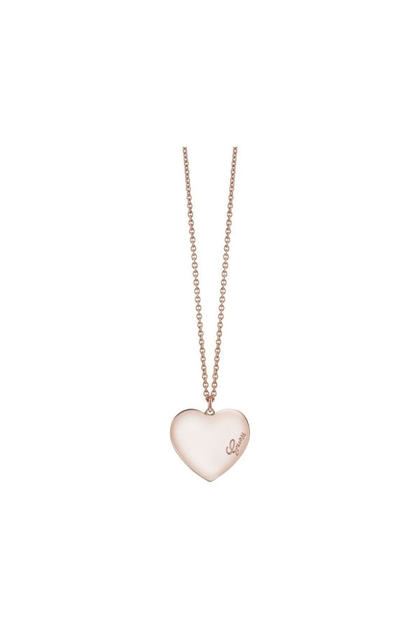 Ladies Guess PVD Rose Plating Heartbeat Necklace UBN61054