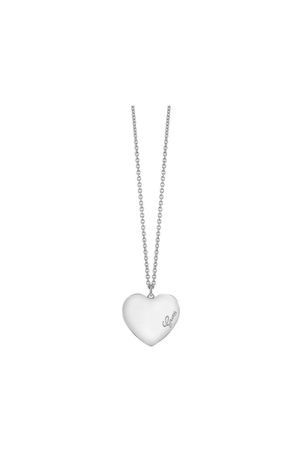 Ladies Guess Rhodium Plated Heartbeat Necklace UBN61050