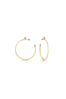 Guess Open White Pearl Gold Hoops UBE78028