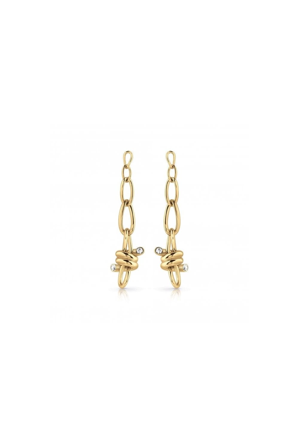 Guess Dangling Love Wire Gold Earrings UBE29016