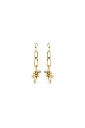 Guess Dangling Love Wire Gold Earrings UBE29016