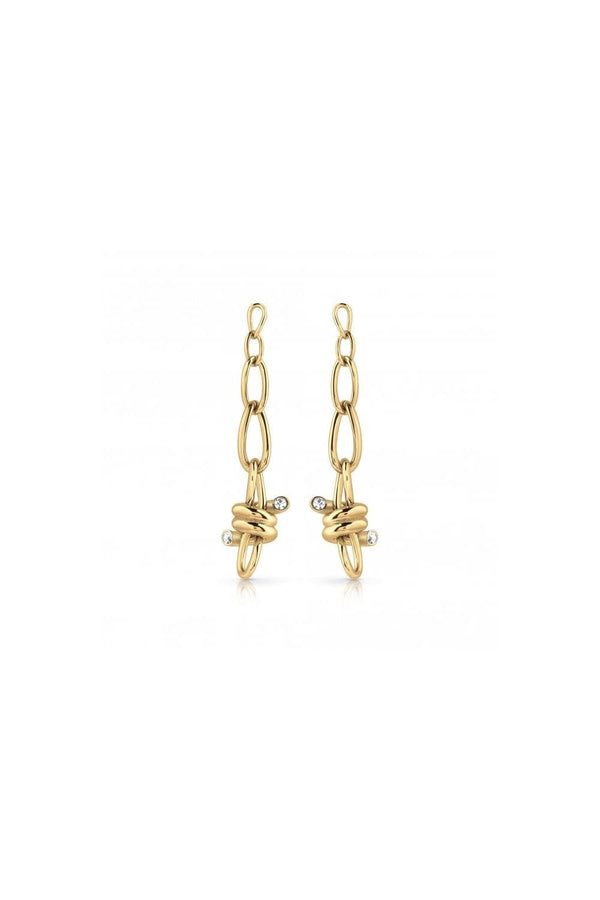 Guess Dangling Love Wire Gold Earrings UBE29016