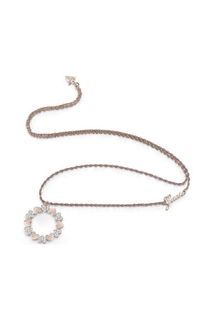 Guess Ladies Heart Bouquet Rose Gold Necklace UBN85049