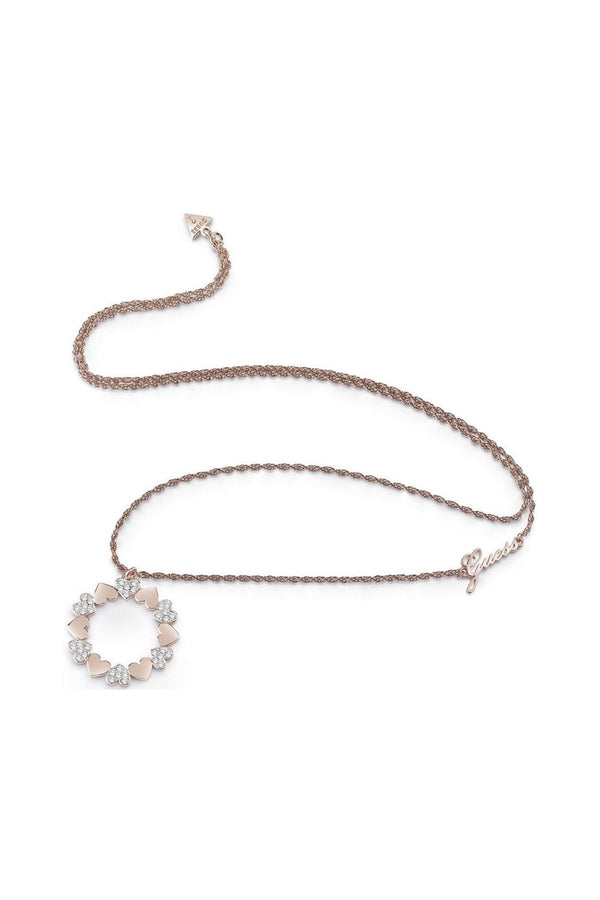 Guess Ladies Heart Bouquet Rose Gold Necklace UBN85049
