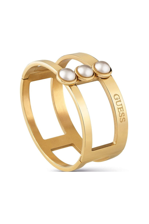 Guess 3 White Pearl Gold Bangle UBB78067-L