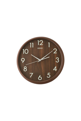 Seiko Wall Clock - Brown Dial - Wood Effect QXA810B