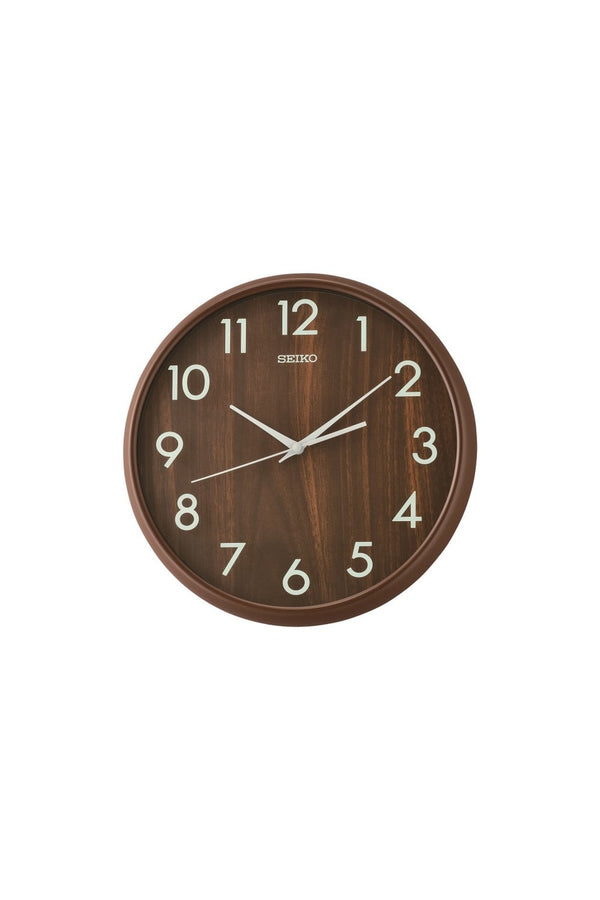 Seiko Wall Clock - Brown Dial - Wood Effect QXA810B