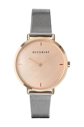 Accurist Pink Dial Ladies Watch Mesh Bracelet 8348