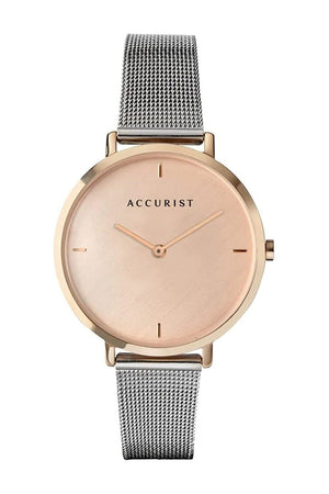 Accurist Pink Dial Ladies Watch Mesh Bracelet 8348