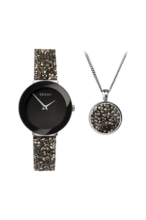 Seksy Ladies Watch and Necklace Gift Set 2740G