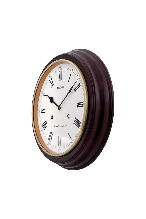 Seiko Wooden Station Wall Clock QXH202B