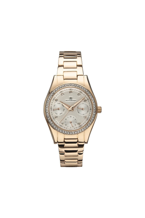 Accurist Ladies Rose Gold Plated Bracelet 32mm Watch 8242