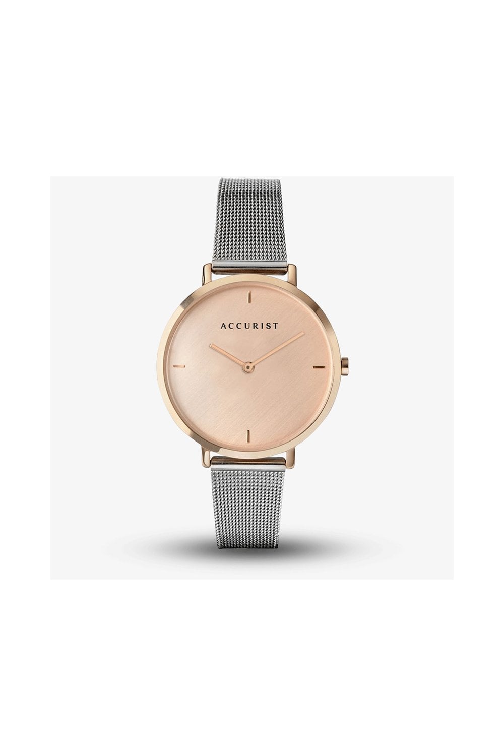 Accurist Pink Dial Ladies Watch Mesh Bracelet 8348