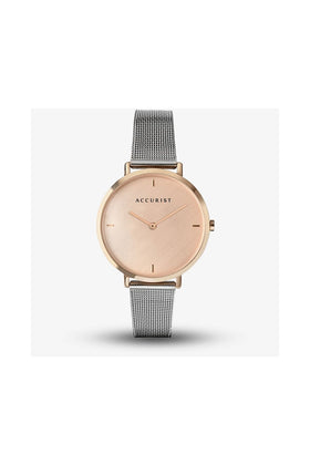 Accurist Pink Dial Ladies Watch Mesh Bracelet 8348