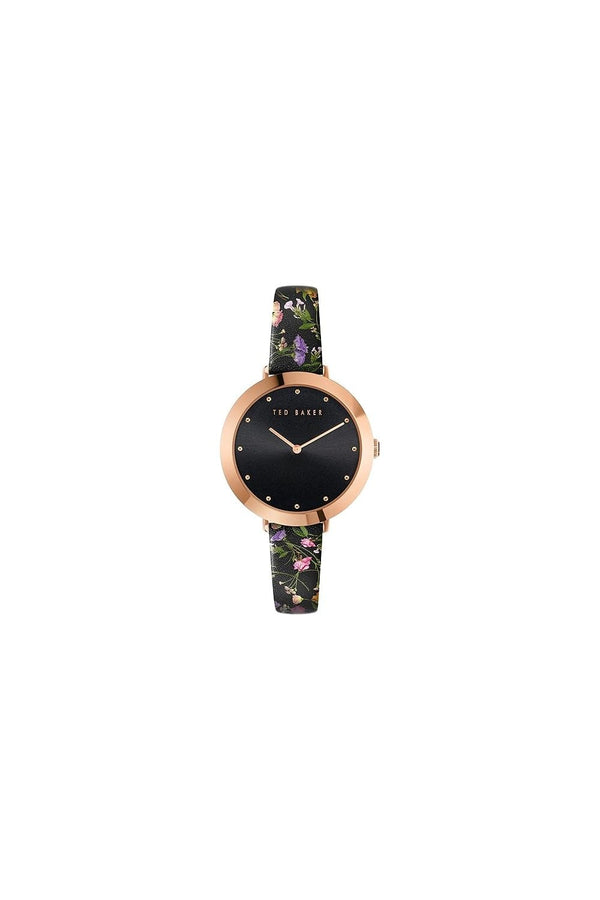Ted Baker Ladies Ammy Floral Black Leather 38mm Watch BKPAMS301