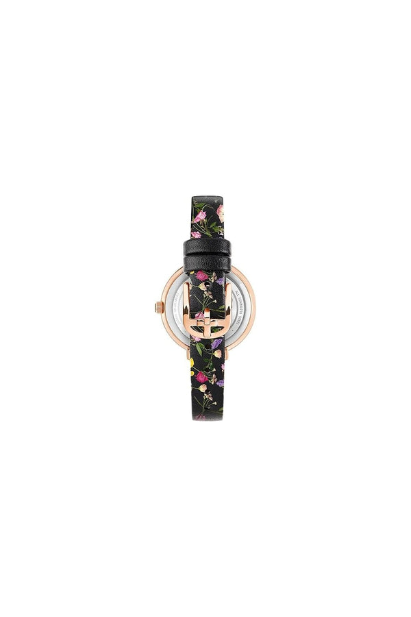 Ted Baker Ladies Ammy Floral Black Leather 38mm Watch BKPAMS301