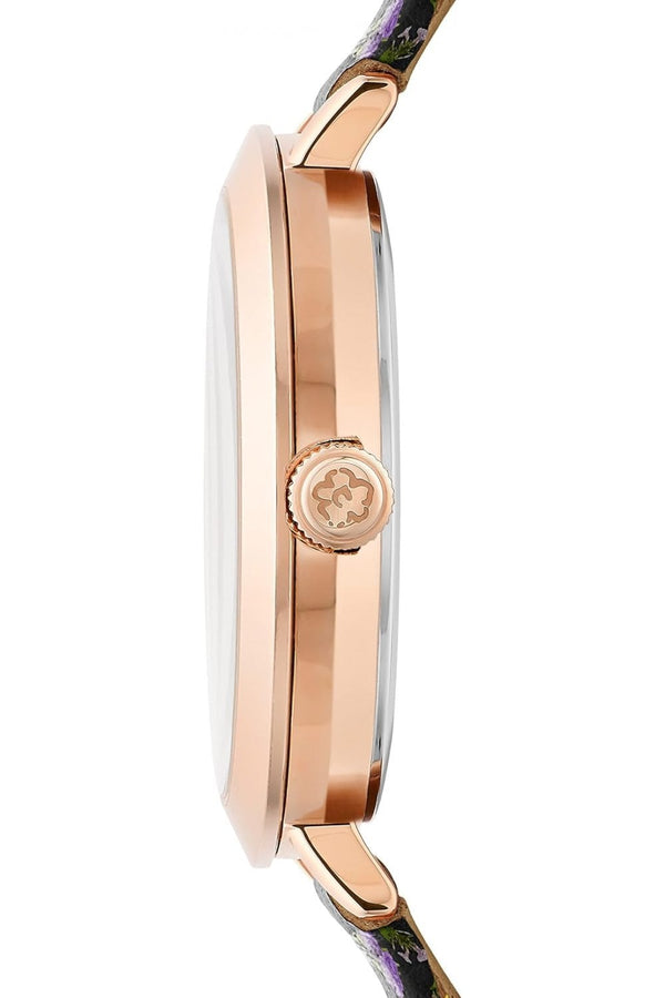 Ted Baker Ladies Ammy Floral Black Leather 38mm Watch BKPAMS301