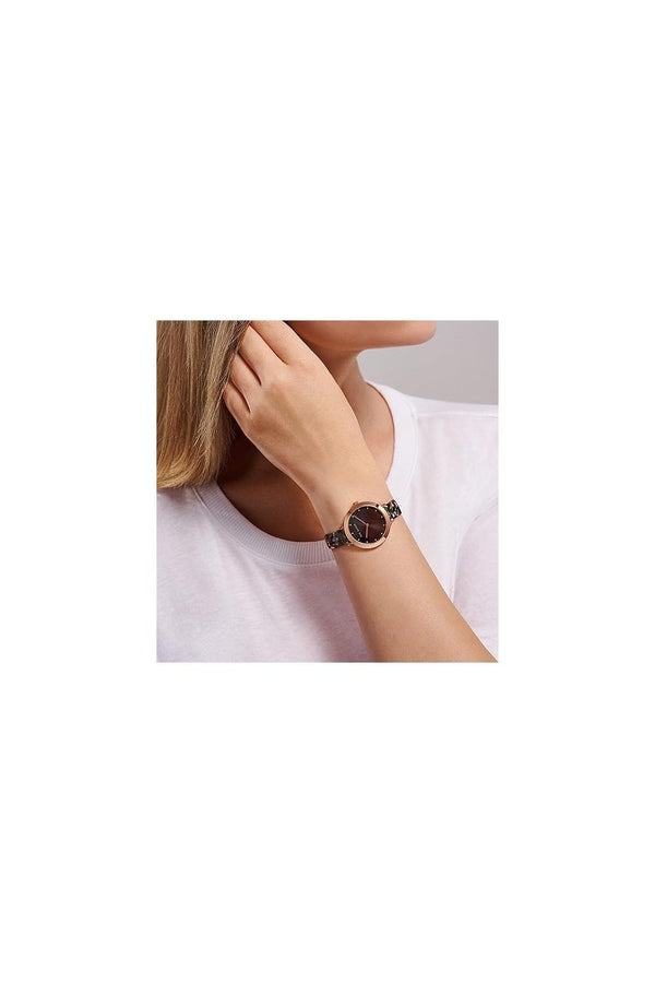 Ted Baker Ladies Ammy Floral Black Leather 38mm Watch BKPAMS301