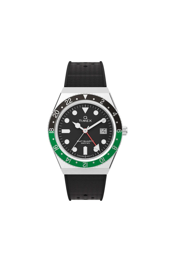 Q Timex GMT 38mm Synthetic Rubber Strap Watch TW2W57500
