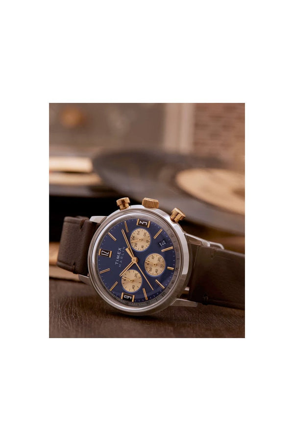 Timex Marlin Chronograph 40mm Leather Strap Watch TW2W60400