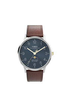 Timex Waterbury Classic Moon Phase 40mm Leather Strap Watch TW2W75600
