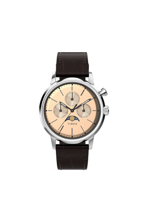 Timex Marlin Moon Phase 40mm Leather Strap Watch TW2W51100