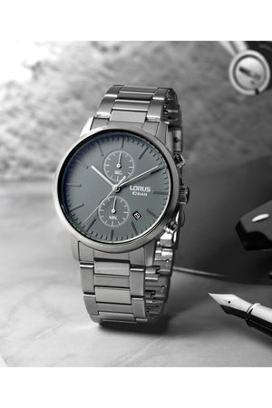 Lorus Gents Grey 42mm Stainless Steel Chronograph Watch RW415AX9