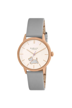Radley Ladies Rose Gold Plated Grey Leather Strap 31mm Watch RY21768A