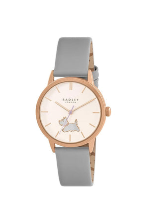 Radley Ladies Rose Gold Plated Grey Leather Strap 31mm Watch RY21768A