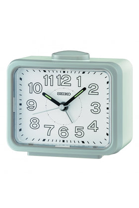 Seiko Grey Bedside Bell Alarm Clock with Light 11cm QHK061N