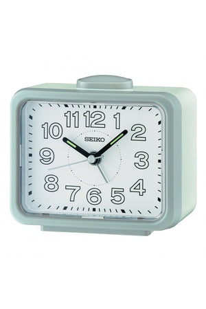 Seiko Grey Bedside Bell Alarm Clock with Light 11cm QHK061N