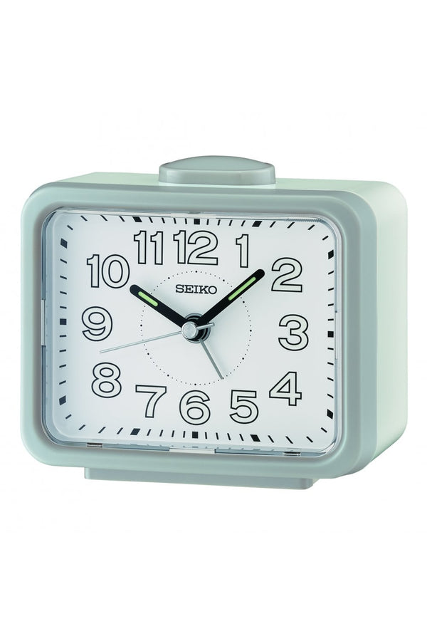 Seiko Grey Bedside Bell Alarm Clock with Light 11cm QHK061N