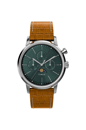 Timex Marlin Moon Phase 40mm Leather Strap Watch TW2W51000