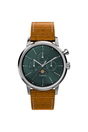 Timex Marlin Moon Phase 40mm Leather Strap Watch TW2W51000