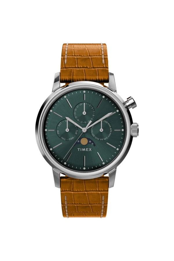 Timex Marlin Moon Phase 40mm Leather Strap Watch TW2W51000