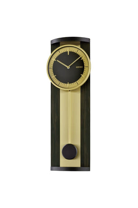 Seiko Timeless Black & Gold Wooden Pendulum Clock QXC244G