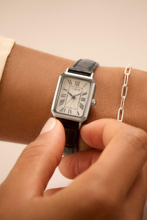 Timex Ladies Black Leather Strap Dress Watch TW2Y00800