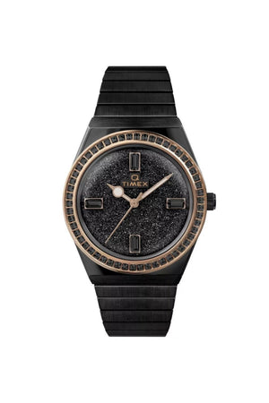 Timex Ladies Q Timex 36mm Black Crystalized Lab Watch TW2W10600