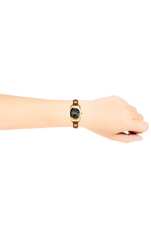 Furla Ladies Studs Index 24mm Gold-Tone leather Strap Watch WW00008002L2