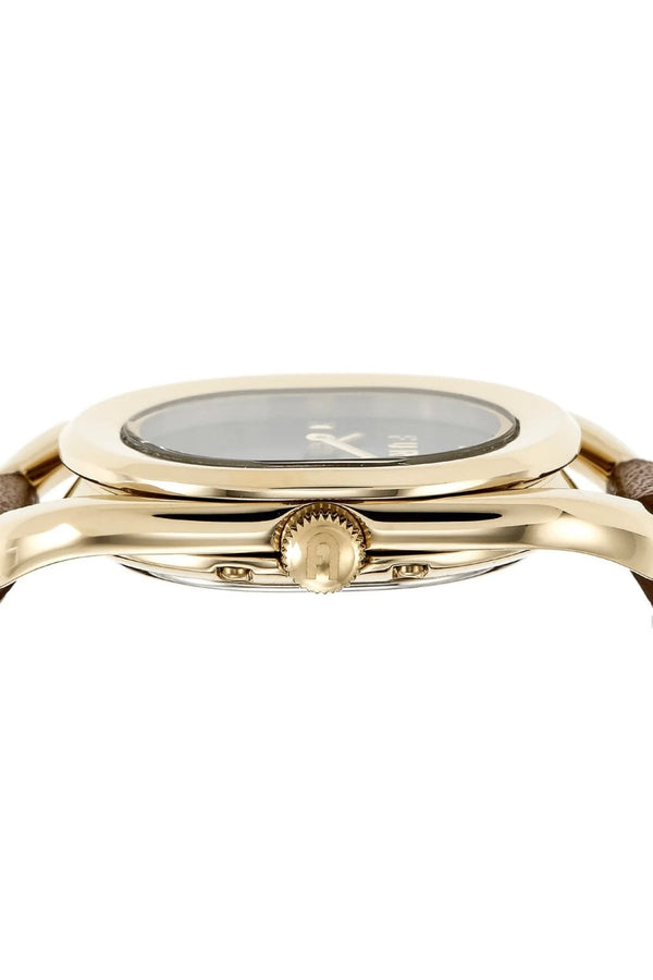 Furla Ladies Studs Index 24mm Gold-Tone leather Strap Watch WW00008002L2